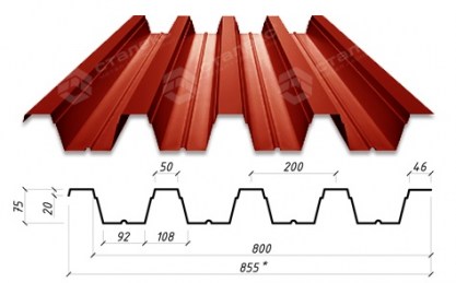 Профнастил H-75 RAL 3005